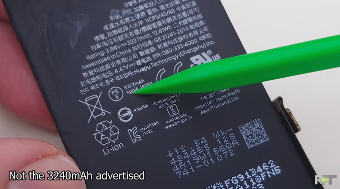 拆解显示：苹果 iPhone 13 电池容量高于 13 Pro，13 Pro Max 高达 4352mAh